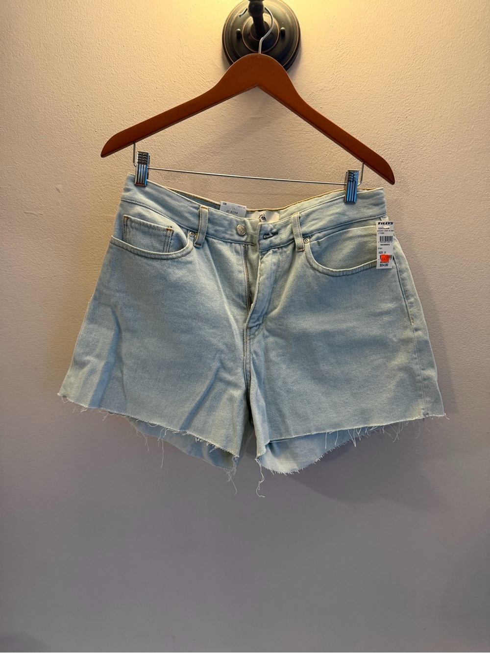 Quiksilver Light Blue Raw-Hem Denim Shorts